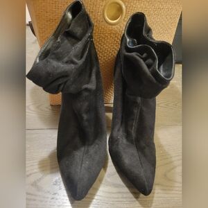 Suede Black Heeled Boots for Women